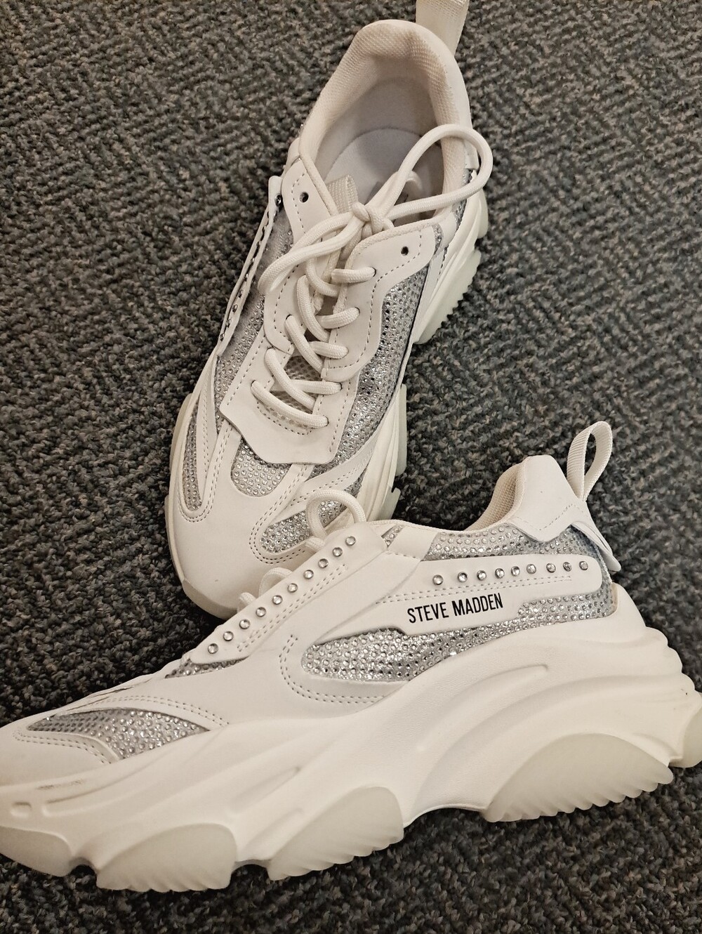 Steve Madden Possesso Women's Trainers, White Rhinestone - Picture 3 of 4